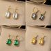 Fashionable New Niche Micro Inlaid Made Of Titanium Steel Plated Gold And Rectangular Zircon Pendant Earrings With Cut_ipsvogv.com