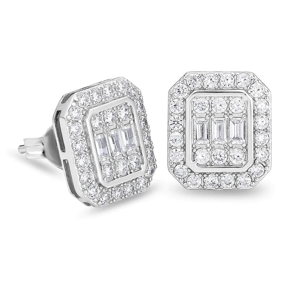 Men’s Jewelry Set Fashion Full Diamond Men's Hip Hop Earrings Micro Inlaid Zircon Trendy Geometric Earrings Hot Selling Ear Jewelry_ipsvogv.com