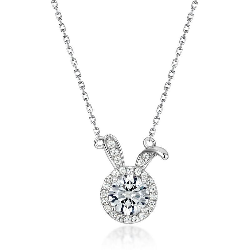 new Rabbit Full Diamond Clavicle Chain S925 Silver Moissanite Necklace Light Luxury Fashion High End Niche Versatile_ipsvogv.com