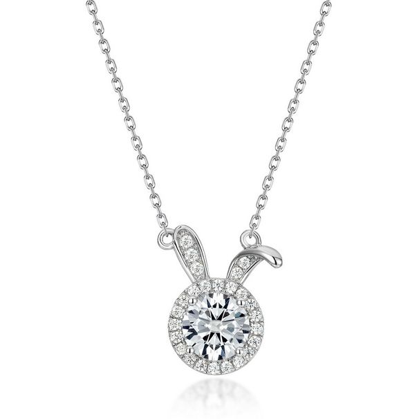 new Rabbit Full Diamond Clavicle Chain S925 Silver Moissanite Necklace Light Luxury Fashion High End Niche Versatile_ipsvogv.com