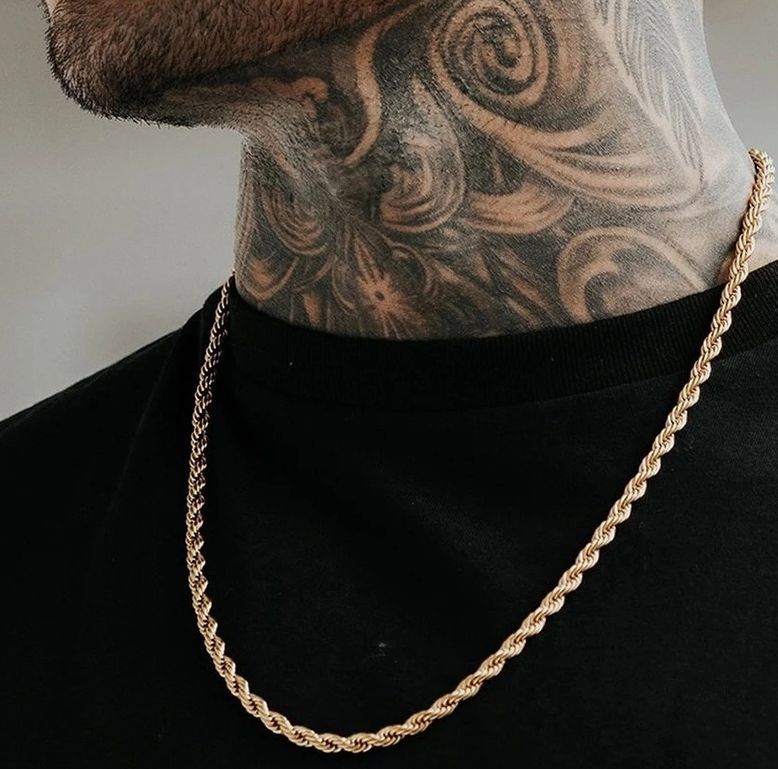 Hot Sale Fried Dough Twists Hip-hop Trend Men's Necklace Twisted Rope With Chain Clothing Accessories_ipsvogv.com