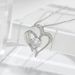 Platinum Double Pendant Decorated With Female To Heart, And Elegant Temperament, High Sense, Zircon Heart Necklace_ipsvogv.com