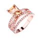 Sanjie's New 14k Rose Gold Sparkling Diamond Square In Champagne Color Engagement Ring_ipsvogv.com