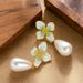 French Style Light Luxury Elegant High-end Feeling Drip Oil Flower Pearl Pendant Cute And Exquisite Face Slimming Silver_ipsvogv.com