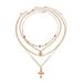Wind Hip Hop Metal Cross Sun Pendant Pearl Necklace Fashion Ins Colorful Diamond Chain Ornament_ipsvogv.com