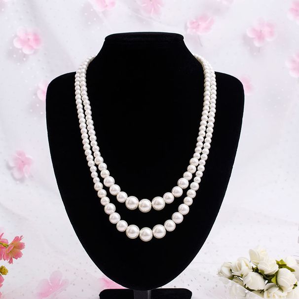 Double Layered Glass Pearl Necklace, Women's Short Collarbone Sweater Neck Chain, Temperament Qipao Decoration Collar_ipsvogv.com