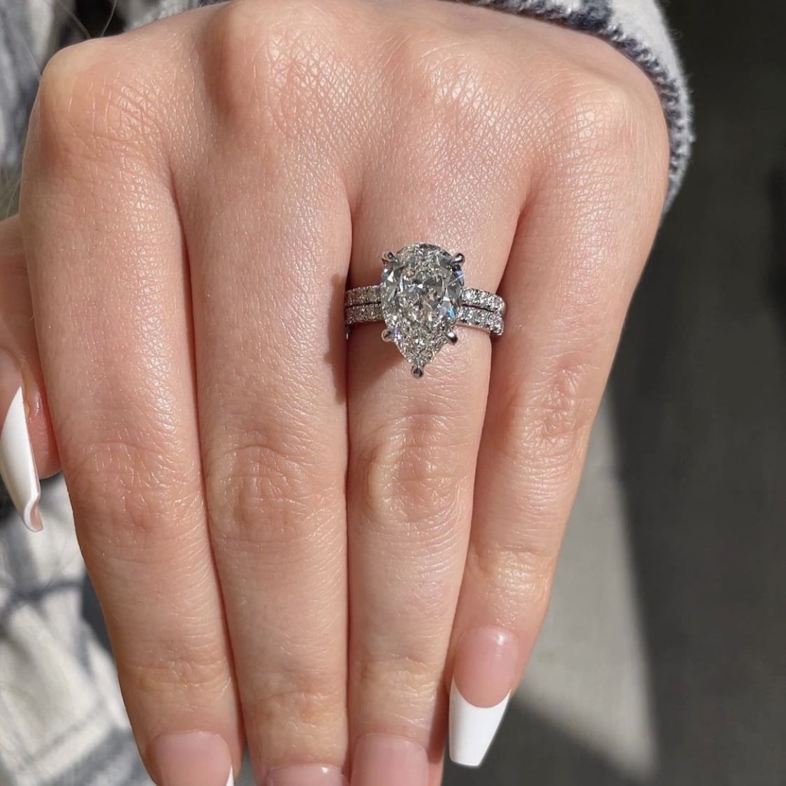 Sanjie Waterdrop Zircon Electroplated White Gold Women's Wedding Ring_ipsvogv.com
