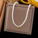 Minimalist Style Synthetic Pearl Women's Elegant Collarbone Chain Titanium Steel Necklace Light Luxury Accessory_ipsvogv.com