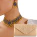 Retro Middle Eastern style fashion diamond water drop temperament exaggerated ladies necklace female earrings evening clutch three piece set_ipsvogv.com