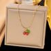 Advanced Girl Sweet Student Cute Gift Ruby Cherry Fruit Necklace Clavicle Chain Titanium Steel Female_ipsvogv.com