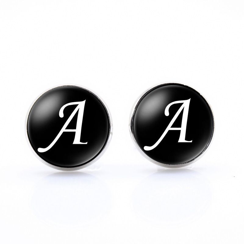 Jewelry A-Z Letter Time French Silver Men's Shirt Cufflinks_ipsvogv.com