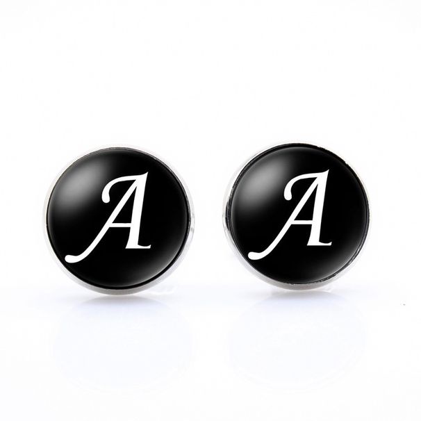 Jewelry A-Z Letter Time French Silver Men's Shirt Cufflinks_ipsvogv.com