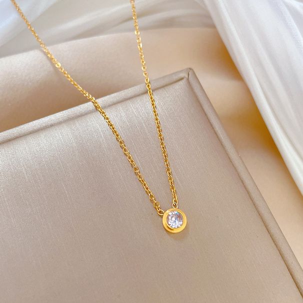 Full Body 【 Titanium Steel 】 Cold And Indifferent Zircon Minimalist Wind Furnace Genuine Gold Necklace Female Ins Mesh 【 】_ipsvogv.com