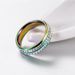 Titanium steel rainbow double row diamond ring Colorful white diamond ladies pinky ring Korean version female ring_ipsvogv.com