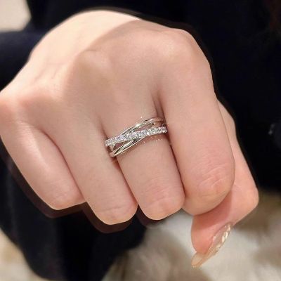 Wrapped Personality With Love Open Adjustable Cross Ring, Exquisite And Unique Charm, High Grade Zircon Ring , Charm,_ipsvogv.com