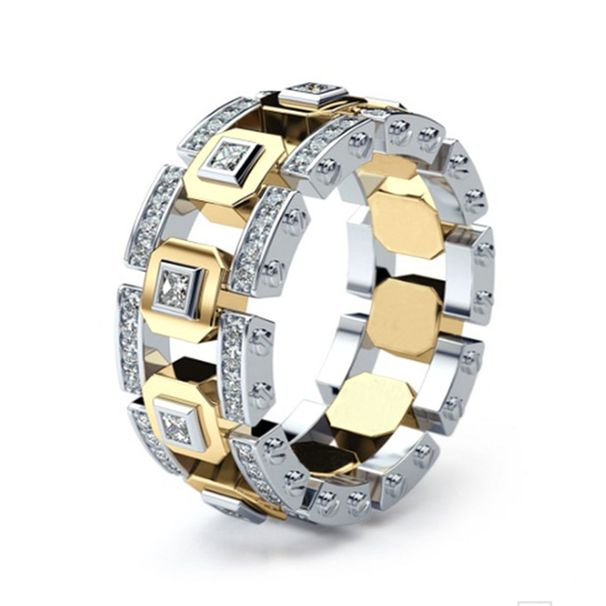 Sanjie Fashion Modern Silver Plated 14k Rose Gold Colorful Creative Full Diamond Engagement Ring_ipsvogv.com