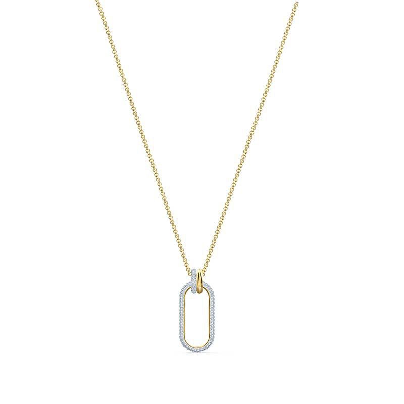 Gold Interlocking Necklace Female Elements Crystal Clavicle Sweater Chain Female_ipsvogv.com