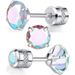 1 Pair 4mm-8mm AB Diamond Laser Sparkling Zircon Stud Earrings Elegant Minimalist Style Stainless Steel Screw-in Ear Jewelry Daily Casual_ipsvogv.com
