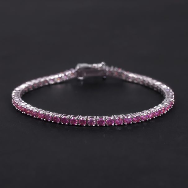 Sweet Peach Pink Moissanite Bracelet S925 Sterling Silver Tennis Chain 3/4/5mm Color Bracelet High Grade Feeling_ipsvogv.com