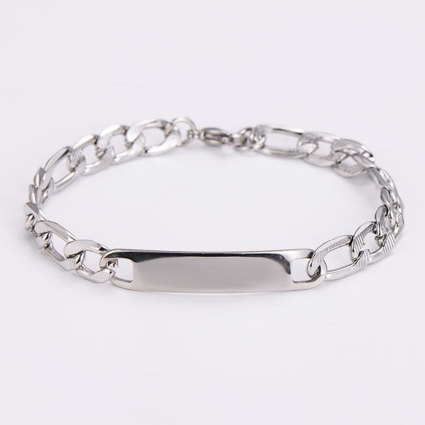 AML Fashion Stainless Steel 3:1NK Pressed Middle Flower Curved Tag Splicing Chain Hip-Hop Men_ipsvogv.com