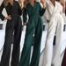 Women's long skirt jumpsuit slanted placket mid-waist temperament commuting jumpsuit_ipsvogv.com