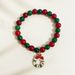 Handcrafted Christmas Beaded Bracelet With Natural Stones - Festive Tree, Snowman & Holiday Charm Design - Unisex Jewelry For Holiday Gifting_ipsvogv.com