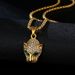 New Hip-Hop Stainless Steel Inlaid Green Red Blue Eyes Full Diamond Small Leopard Head Pendant Necklace_ipsvogv.com