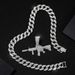 Hip Hop M416 Full Diamond Gun Pendant Cuban Necklace For Men's Cool And Unique Wearin, Personalized Hot Sellin_ipsvogv.com