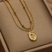 Women's Jewelry Personalized Fashion Double Layer Square Rose Pendant K Simple Clavicle Chain Two Piece Set_ipsvogv.com