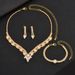 Bridal Jewelry Marquise Gold Necklace Earrings Bracelet Wedding Versatile Accessories Luxurious Women's Three-Piece Set_ipsvogv.com