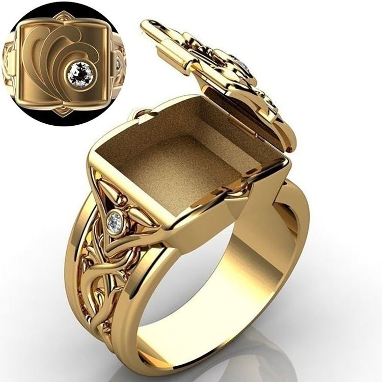 Hip Hop Punk Plated Men's Box Flip Up Ring_ipsvogv.com