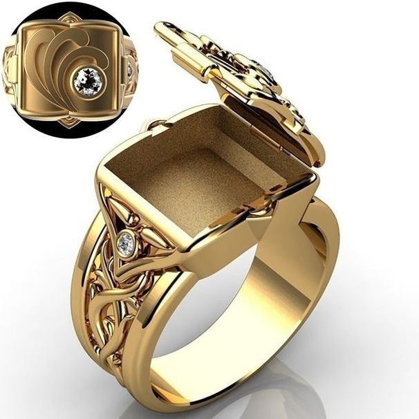 Hip Hop Punk Plated Men's Box Flip Up Ring_ipsvogv.com