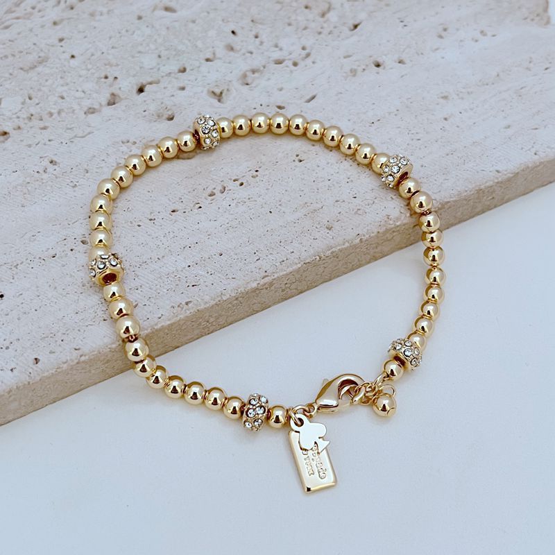 New Fashion Copper Plated True Inlaid With Water Diamond Transport Beads, Small Gold Bead Charm Bracelet_ipsvogv.com