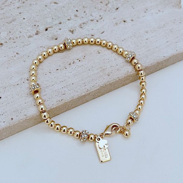 New Fashion Copper Plated True Inlaid With Water Diamond Transport Beads, Small Gold Bead Charm Bracelet_ipsvogv.com