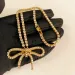 Paris B Brand Bowknot designer necklace for women gold geometry woman sweet bow knot chain choker shine nature diamond_ipsvogv.com