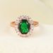 Classic jewelry AAA zircon micro inlaid emerald ring rose gold plated wedding jewelry_ipsvogv.com