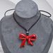 Korean Style New Simple Long Ancora Red Bow Sweater Chain Fashion Heart Necklace Jewelry_ipsvogv.com