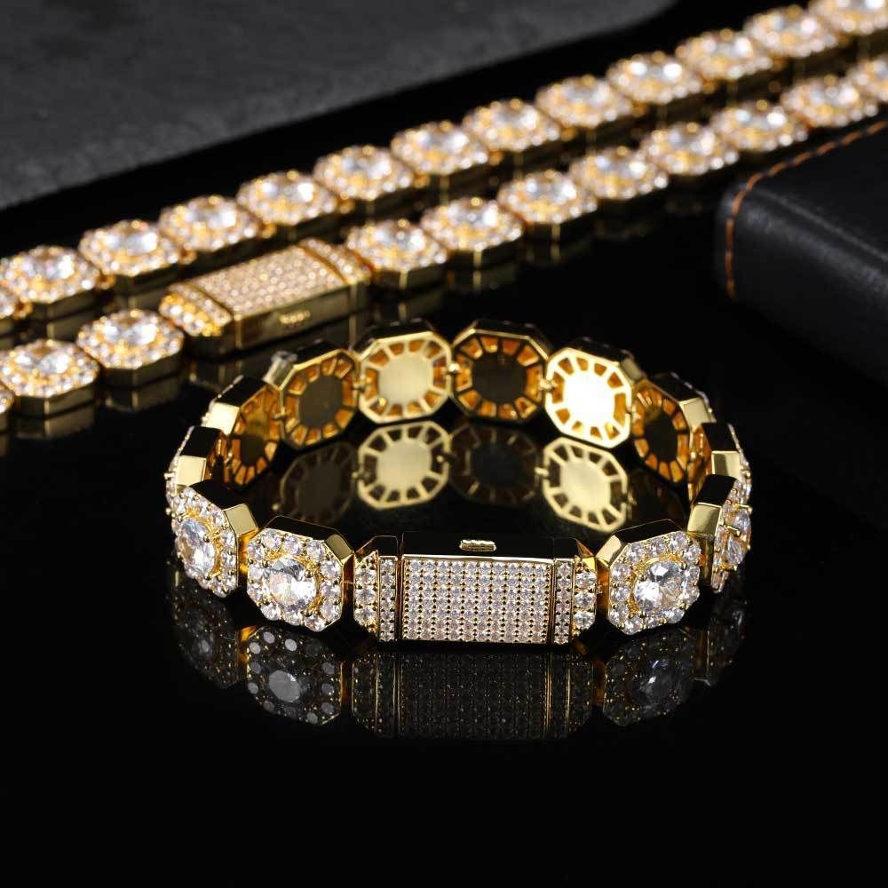 Jewelry & Accessories Copper Zirconium Hip Hop Square Rock Candy Necklace Personality Trend Men's Necklace Bracelet Fashion Jewelry_ipsvogv.com