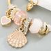 Jewelry Alloy Gold Adjustable Pink Pearl Shell Bracelet Shiny Diamond Ball Pan Dora Style_ipsvogv.com