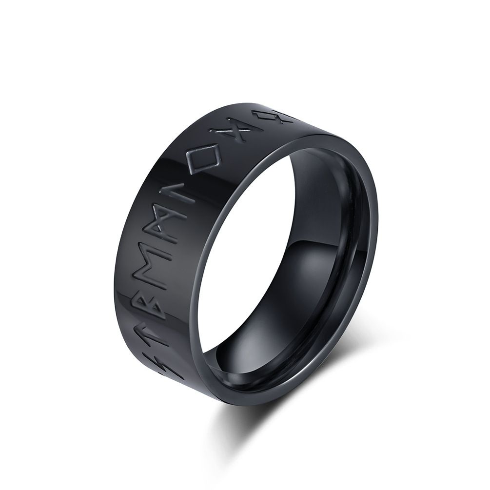 Nordic Viking Viking text titanium steel ring ring retro silver niche personality genderless hand jewelry_ipsvogv.com
