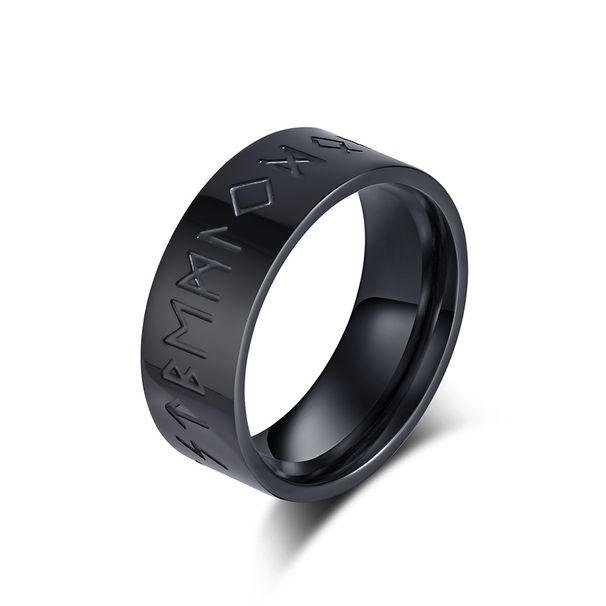 Nordic Viking Viking text titanium steel ring ring retro silver niche personality genderless hand jewelry_ipsvogv.com