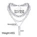 Exaggerated Silver Cuban Chain Alloy Pendant Multi Layer Necklace Hip Hop Dark Style Necklace_ipsvogv.com