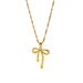 French INS Exquisite Bowknot Stainless Steel Gold-Plated Inlaid Zircon Ribbon Pendant Necklace Waterproof For Women_ipsvogv.com