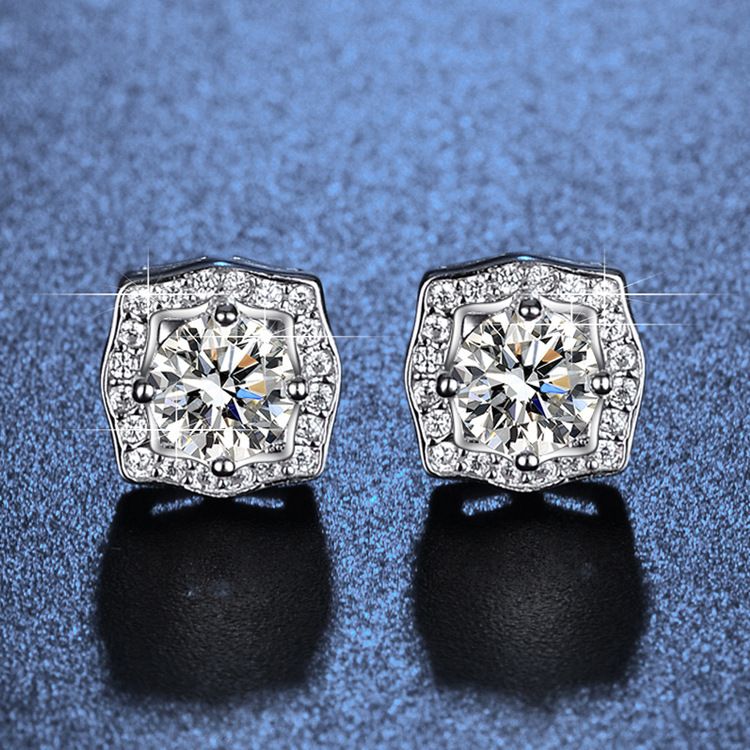 S Silver Mosang Stone Hairui Square Bag Earrings, New Light Luxury and High end Earrings_ipsvogv.com