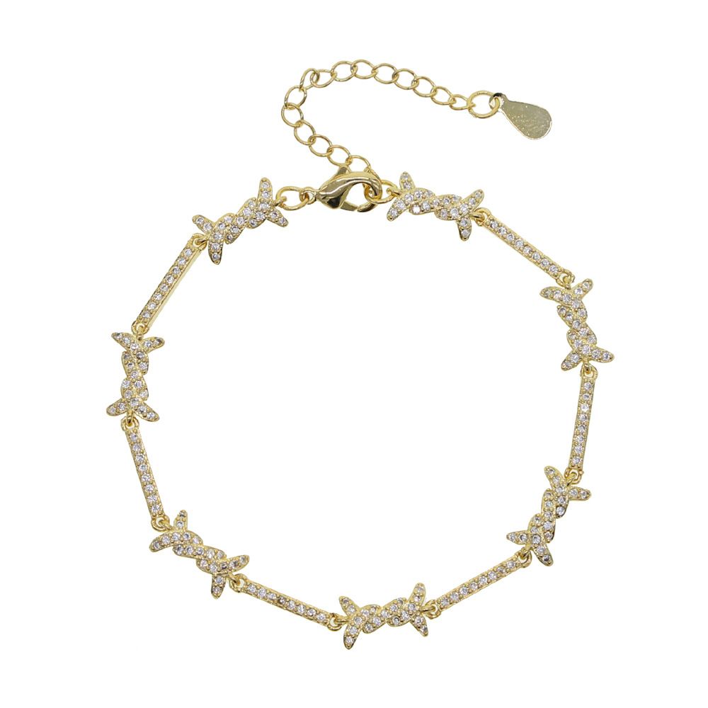 Hip Hop New Thorn Accessories Inlaid With Zircon Gold And Silver Punk Style Bracelets For Men And Women_ipsvogv.com