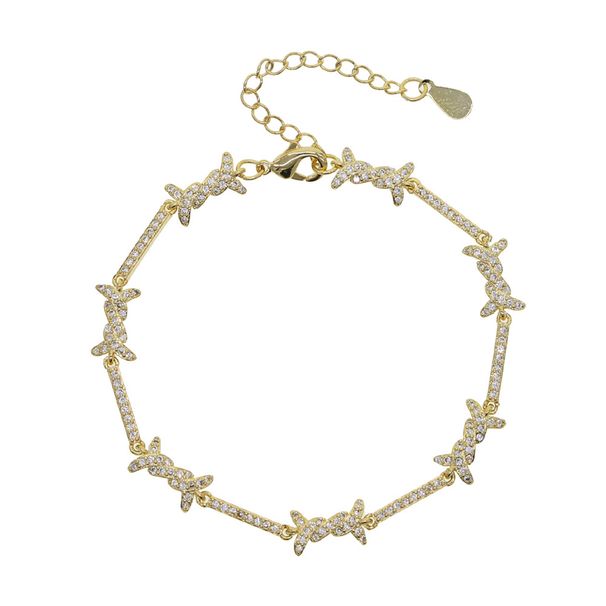 Hip Hop New Thorn Accessories Inlaid With Zircon Gold And Silver Punk Style Bracelets For Men And Women_ipsvogv.com
