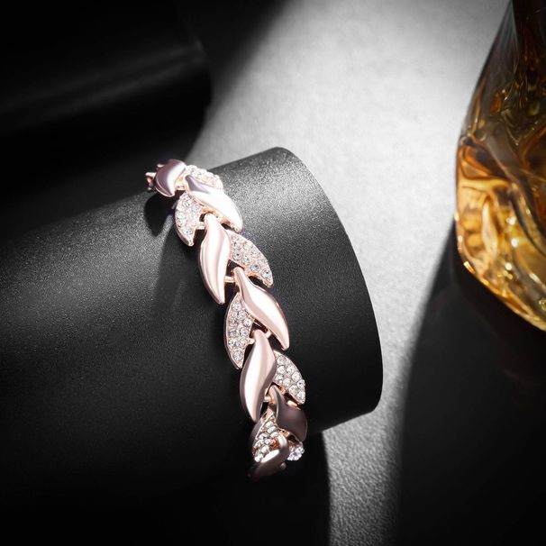 Designer Gold Leaf Bracelet Fashion K Gold Wedding Jewelry Women's diamond bracelet_ipsvogv.com