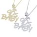 Men's Punk Style Zircon Letter Necklace - 90S Baby Hip Hop Chain With Cubic Zirconia, Adjustable 24-32 Inches (Silver/Gold) Zircon Men's Necklace_ipsvogv.com