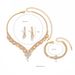 Bridal Jewelry Marquise Gold Necklace Earrings Bracelet Wedding Versatile Accessories Luxurious Women's Three-Piece Set_ipsvogv.com