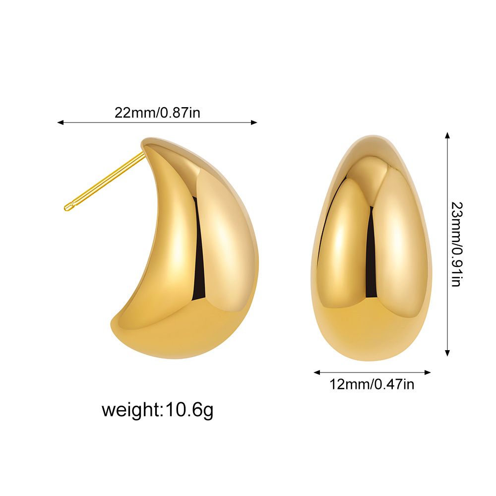 Women’s Jewelry Set Fashion Bean Drop Earrings Double Row Of Water Droplets, Wide Arc C Shaped Copper Crossing, Hollow, Simple And Versatile Earrings_ipsvogv.com